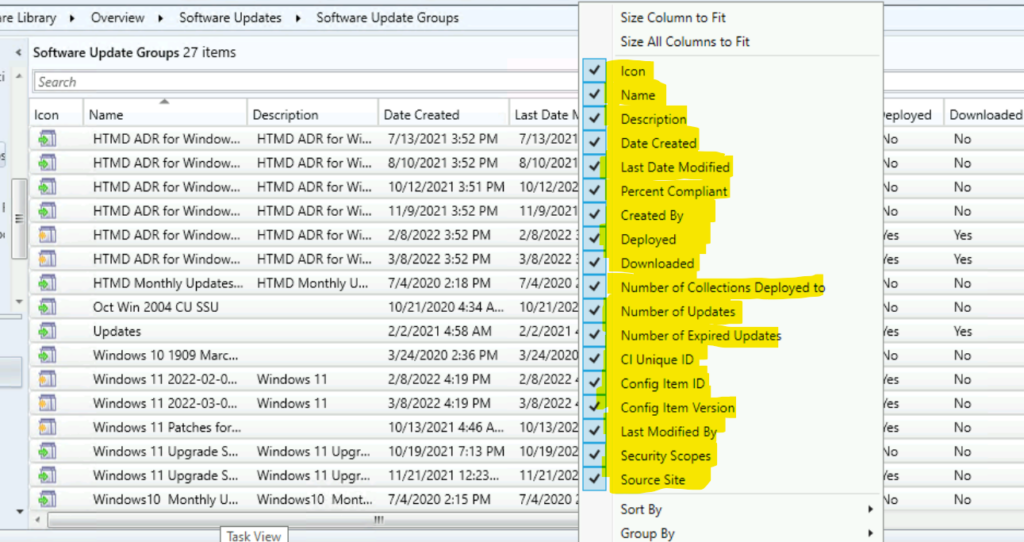 SUG Software Update Group Patch Deployments SCCM Report using SQL Query