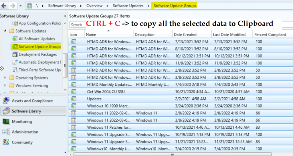 Export Software Update Group (SUG) Details from SCCM Console