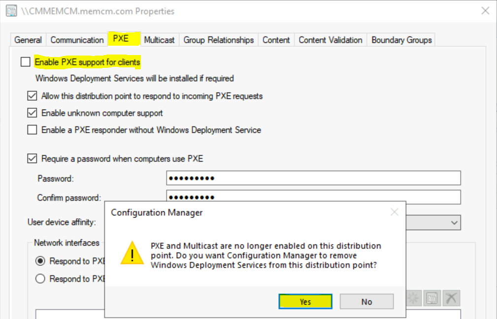 Uncheck Enable PXE support for clients - FIX SCCM PXE Error 0x80070490