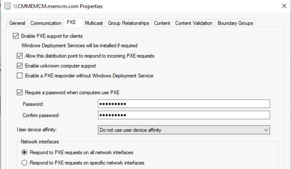 Check Enable PXE support for clients - FIX SCCM PXE Error 0x80070490