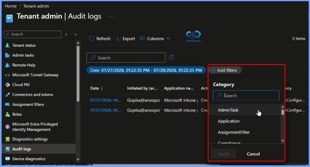 Track Who Restarted a Device using Intune Audit Logs - Fig.7