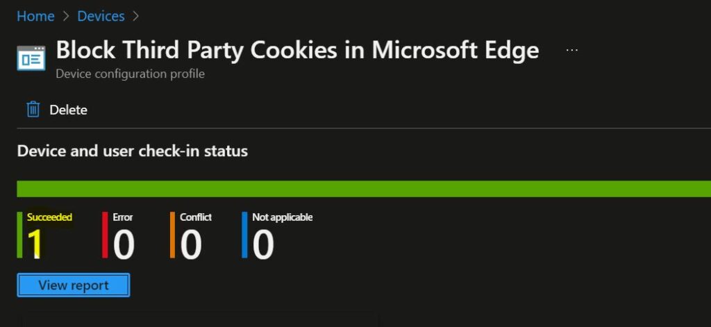 Intune Reporting - Block Cookies in Microsoft Edge