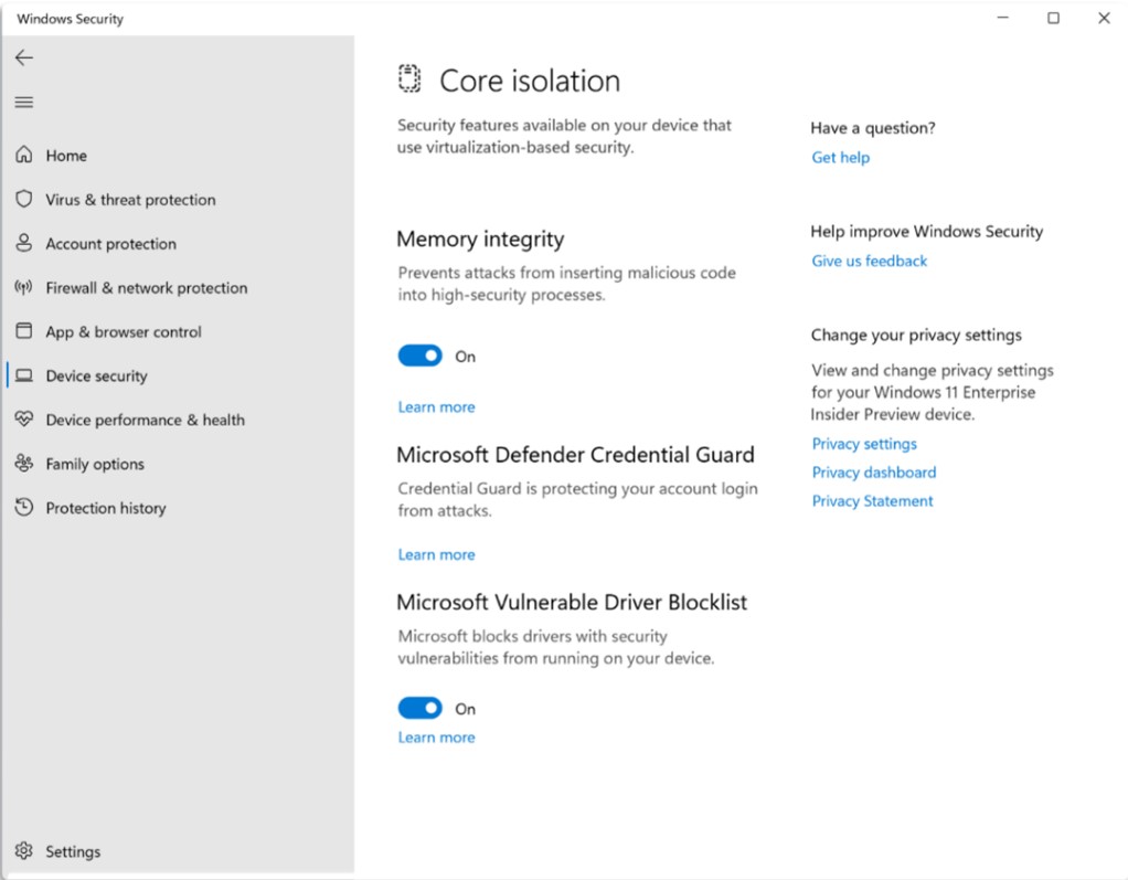 Vulnerable Driver Blocklist - New Security Features for Windows 11 | Credit - Microsoft