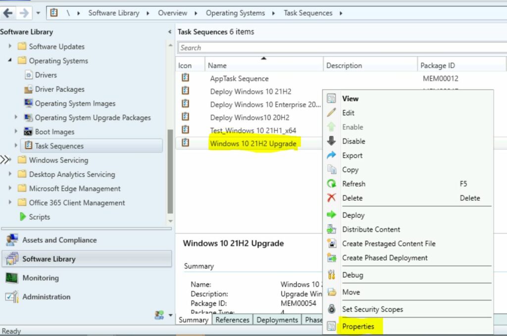 Select Task Sequence Properties - SCCM Software Center Icon for Task Sequences