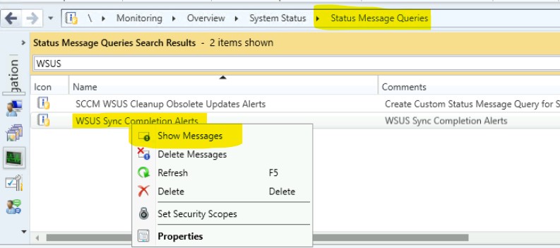 How to check alerts from SCCM Status Message Query 1 SCCM WSUS Obsolete Updates Deletion Alerts using Status Message 