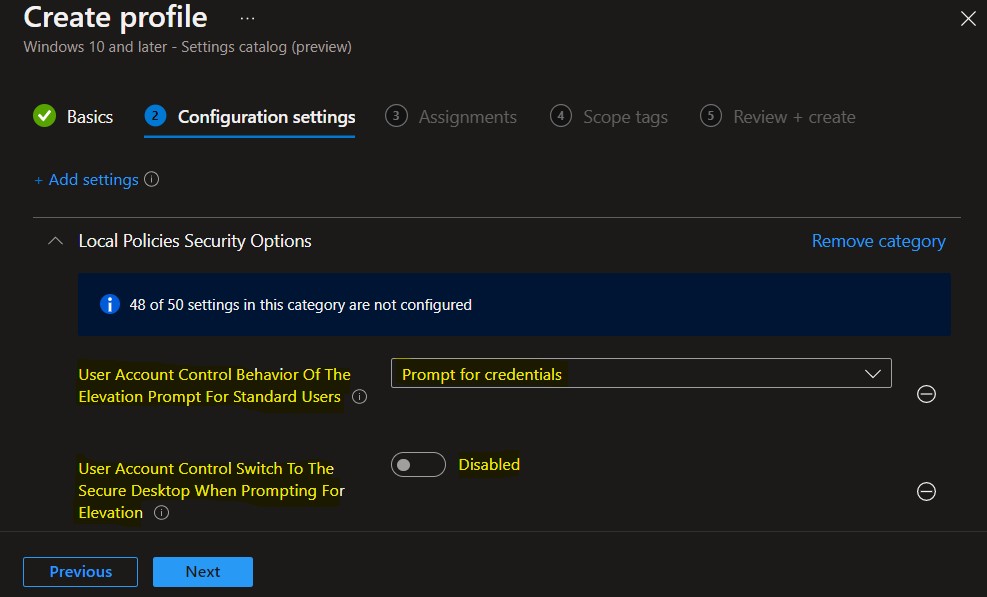 Disable UAC Secure Desktop Mode using Intune 1