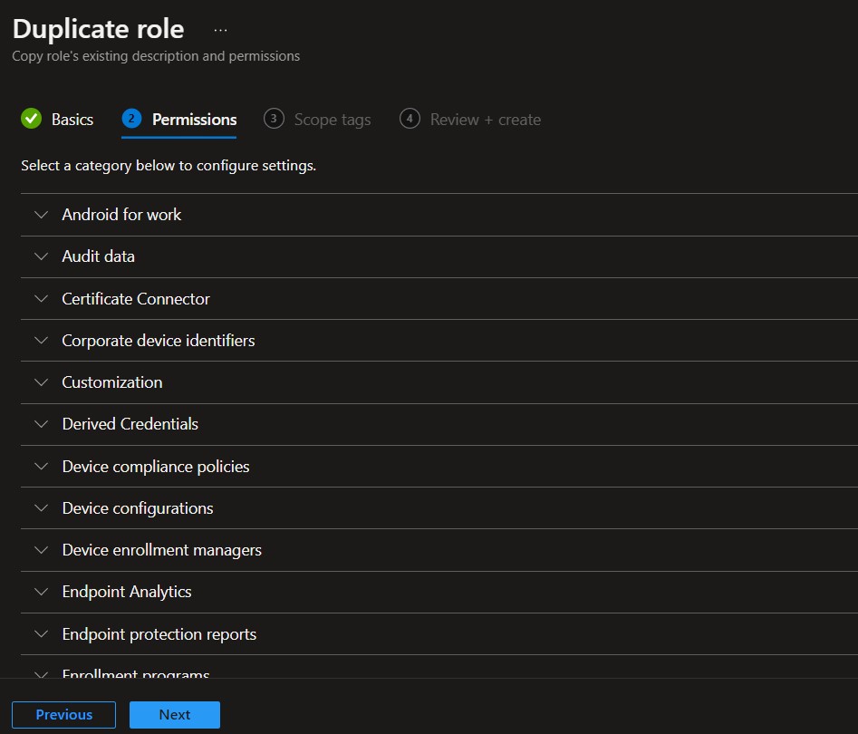 Configure Roles - Duplicate Intune RBAC Roles