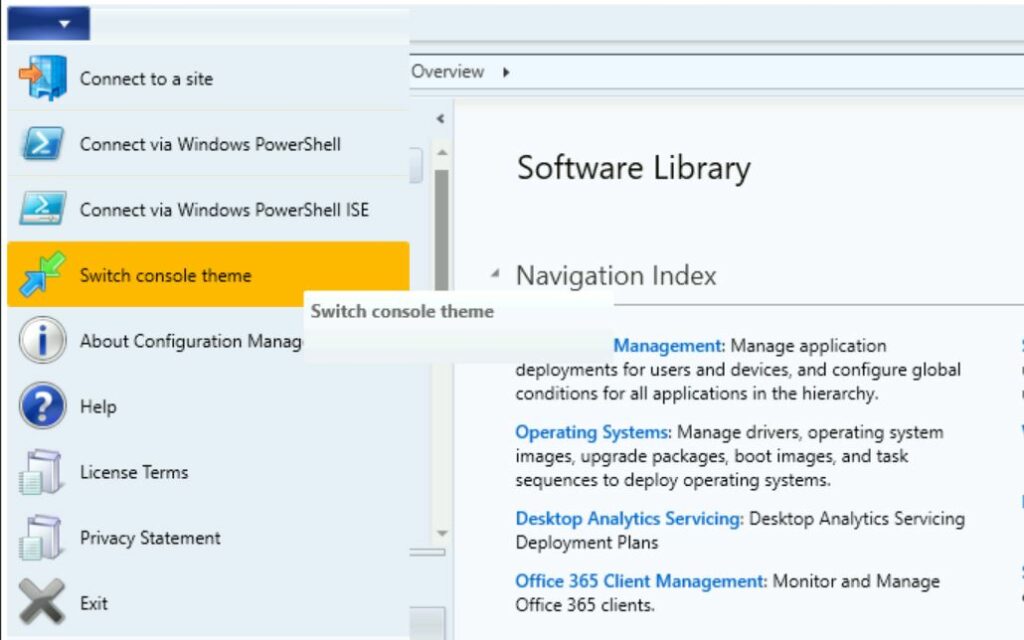 Switch console theme - Disable Dark Theme for SCCM Console