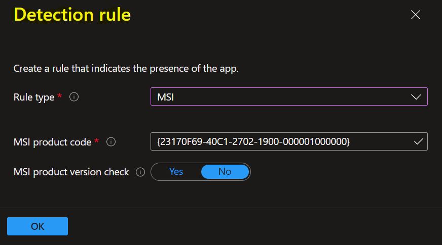 Detection Rule MSI - Intune Win32 App Deployment Detection Methods