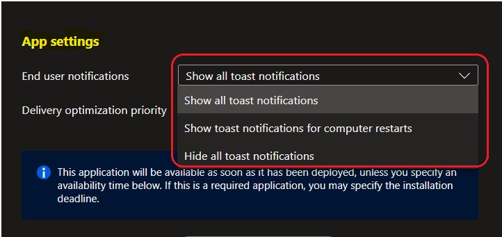 End User Notifications - Intune Win32 App Deployment Toast Notification