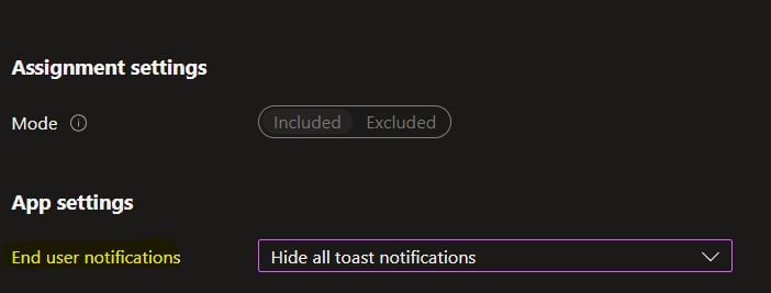 Suppress Notifications for Win32 apps - Intune Win32 App Deployment Toast Notification