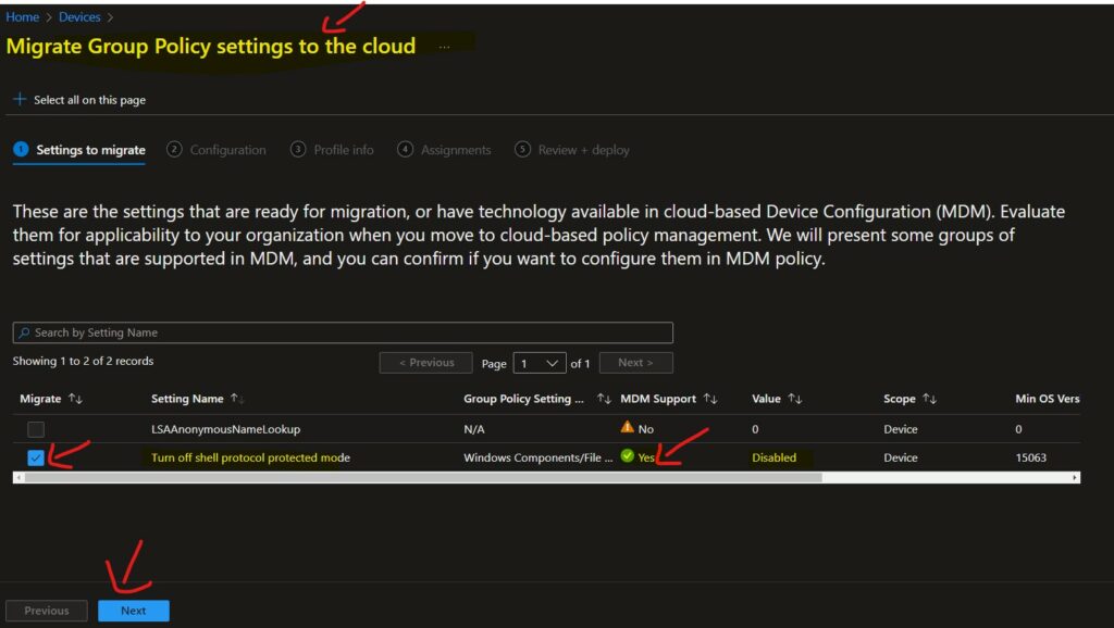 Migrate Group Policies GPOs to Intune Settings Catalog policy 10