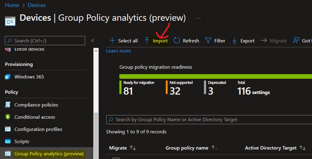 Migrate Group Policies GPOs to Intune Settings Catalog policy 4