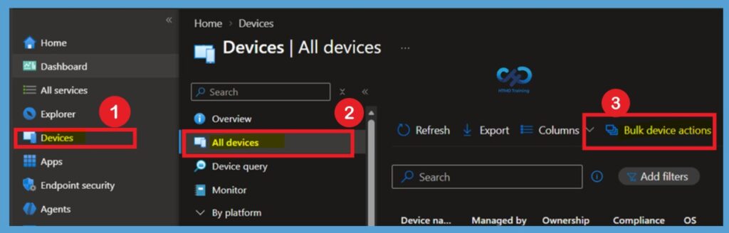 Perform Bulk Device Actions to Manage Multiple Devices Remotely using Intune -Fig.1