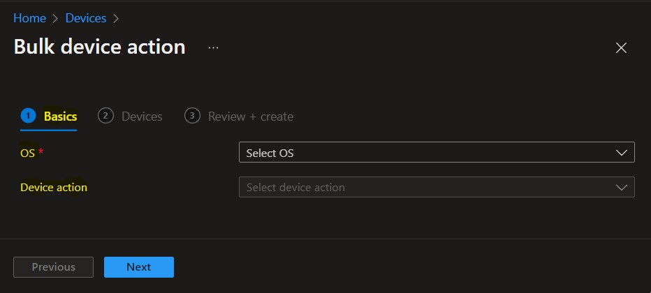 Bulk Device Actions in Intune