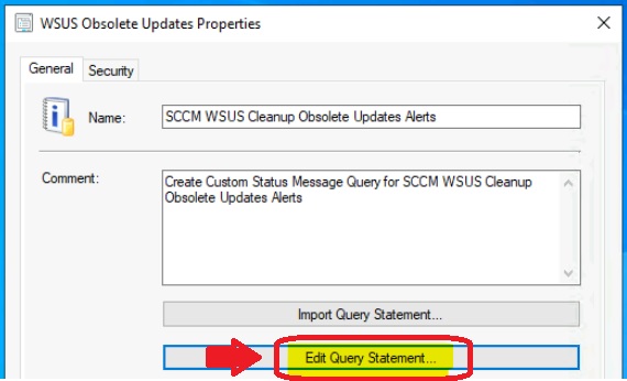 Create Custom Status Message Query for SCCM WSUS Obsolete Updates Deletion Alerts