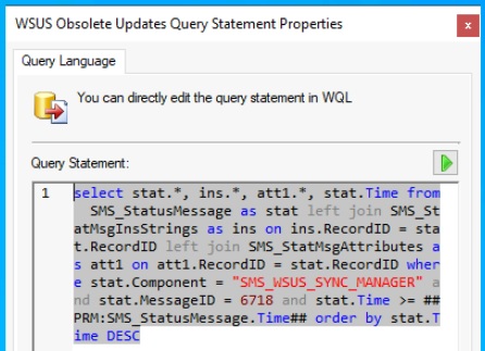 Custom WQL Query for WSUS Sync Completion Alerts - SCCM WSUS Obsolete Updates Deletion Alerts using Status Message 4