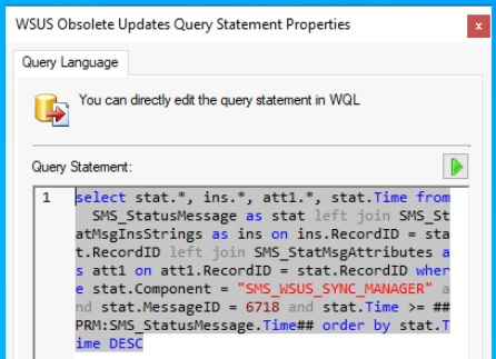 Custom WQL Query for WSUS Sync Completion Alerts - SCCM WSUS Obsolete Updates Deletion Alerts using Status Message 4