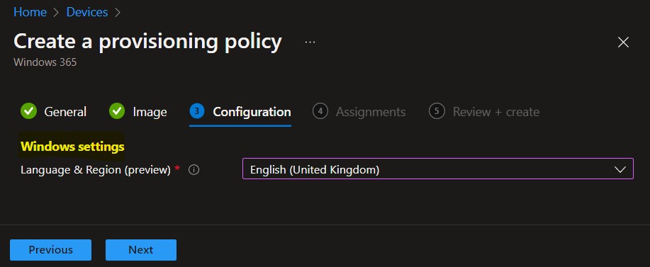 Set Default Display Language for Windows 365 Using Provisioning Policy | Cloud PC 3