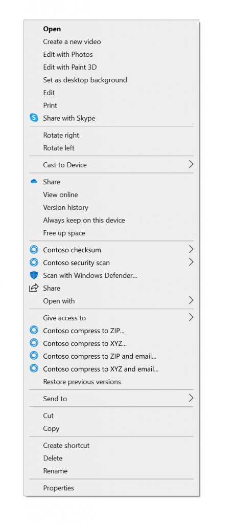 Windows 10 Context Menu | Credit – Microsoft