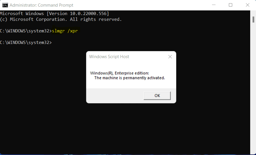 Slmgr Command – Check Windows 11 Activation Status using Command