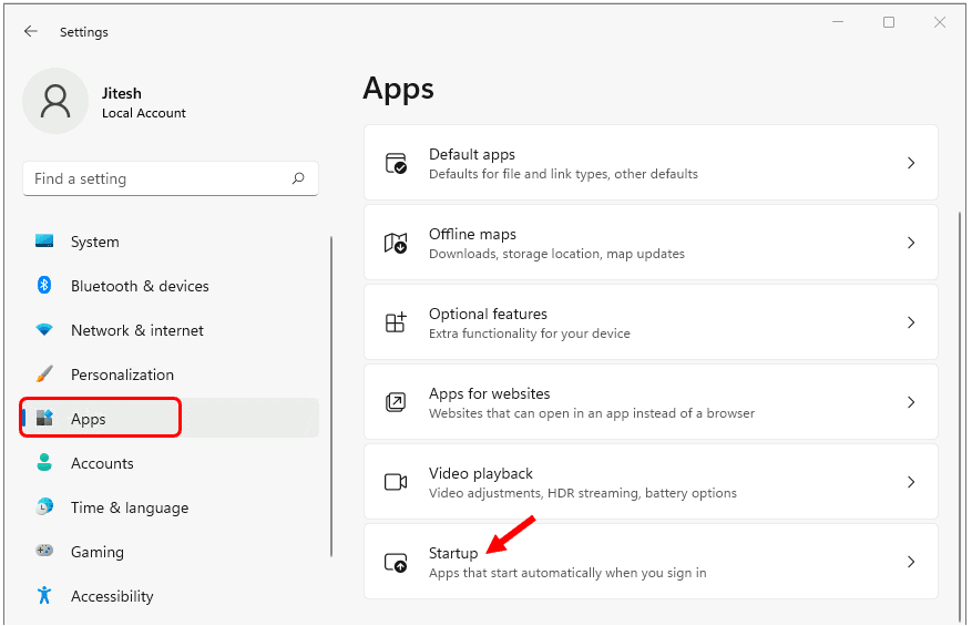 Enable or Disable Startup Apps in Windows 11 Select Apps > Startup | Windows 11