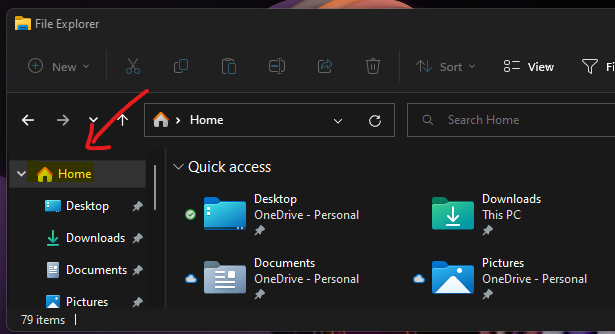 Windows 11 File Explorer Home Page