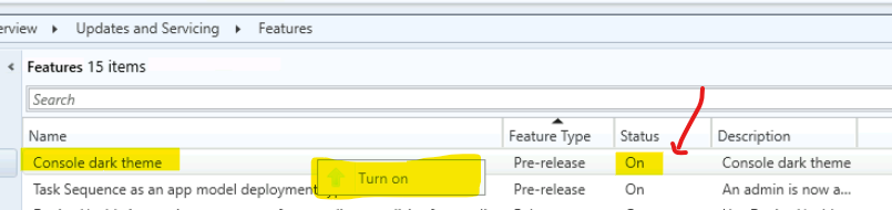 Turn ON SCCM Console Dark Theme