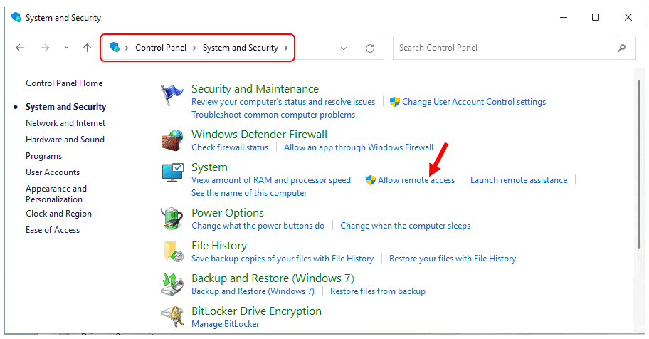 Allow remote access – Windows 11