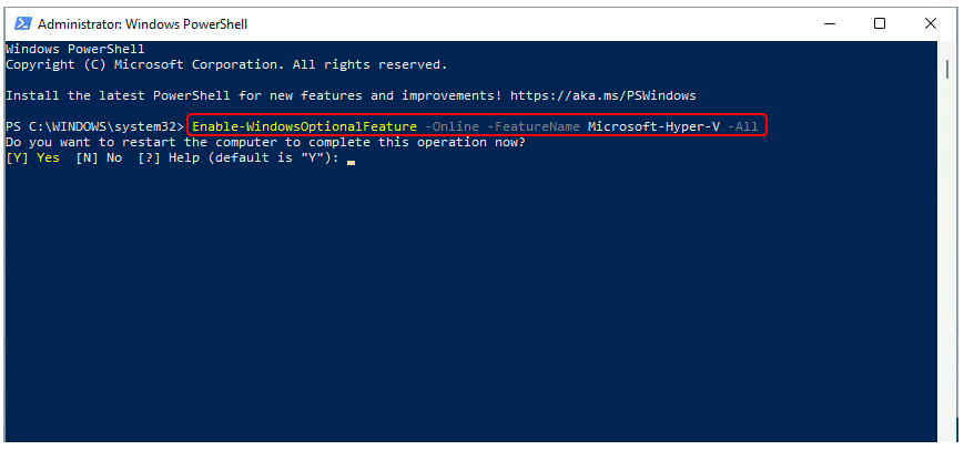 Hyper-V Feature Installation – PowerShell