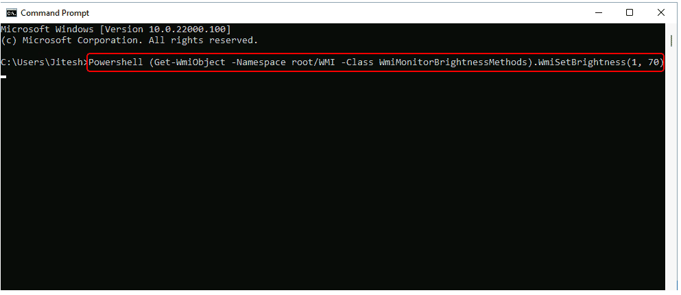 Adjust the Brightness – Windows 11 | Command Prompt