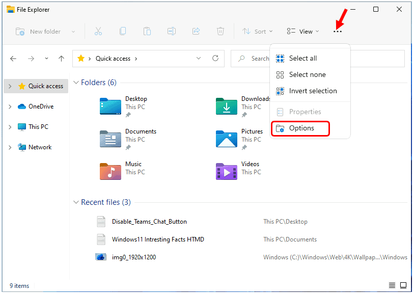 Set File Explorer to open This PC instead of Quick Access in Windows 11