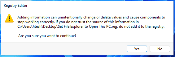 Set File Explorer to open This PC instead of Quick Access in Windows 11