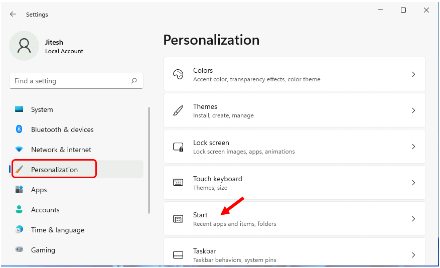 Hide Recently Opened Files Folders from Start File Explorer in Windows 11 Personalization Start – Windows 11