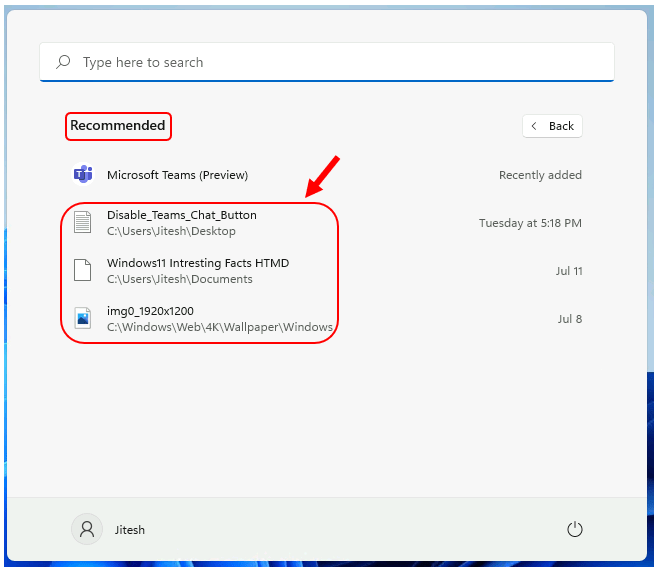 Hide Recently Opened Files Folders from Start File Explorer in Windows 11