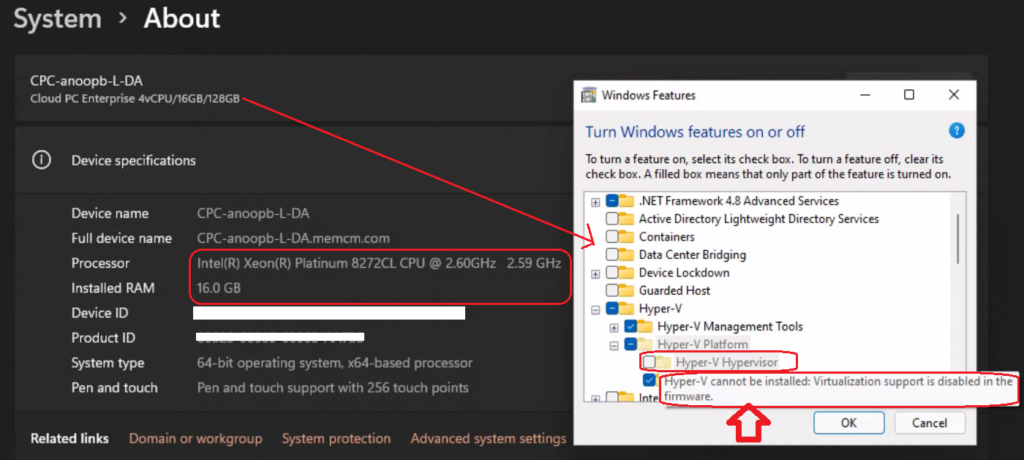 Enable Virtualization for Windows 365 Cloud PCs