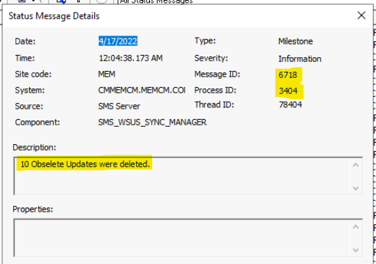 Get SCCM WSUS Obsolete Updates Deletion Alerts via SMS_WSUS_SYNC_MANAGER Component 1