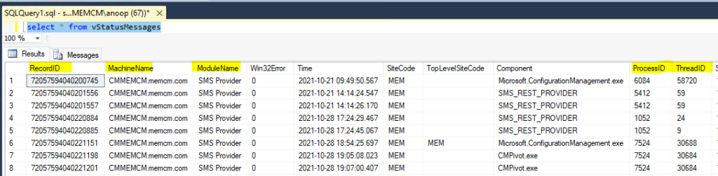 SQL Queries for SCCM Status Messages