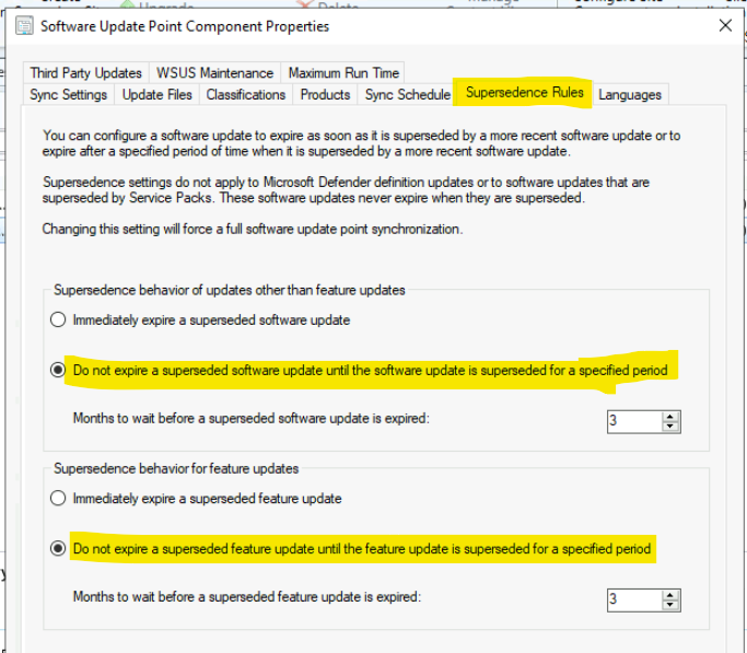 WSUS Cleanup SuperSedence Rules