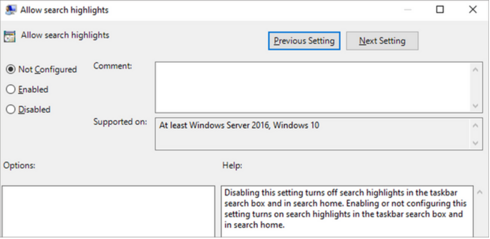 Allow Search Highlights - Configure Search Highlights in Windows 