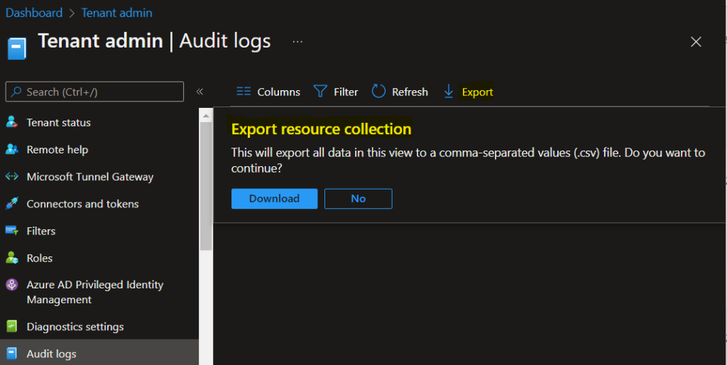 Export Intune Audit Logs - Intune Audit Logs Track Who Restarted Device from MEM Portal