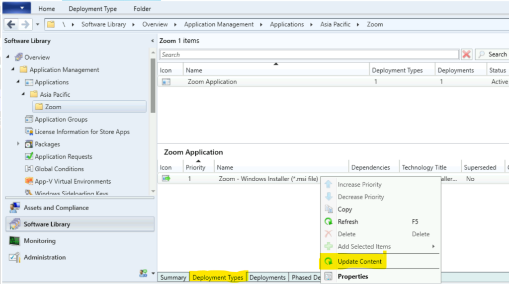 Select Update Content - Update SCCM Application Content on Distribution Points 