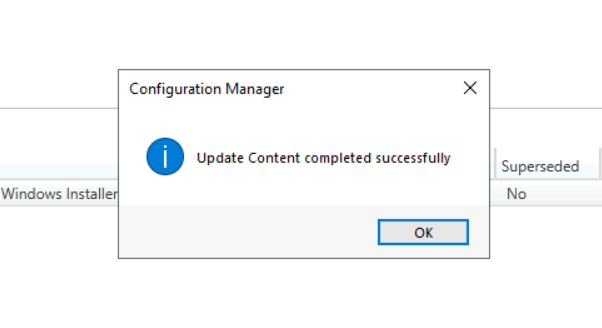 Update Content completed successfully