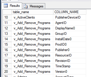 How to get all Tables & Columns Details from SCCM DB