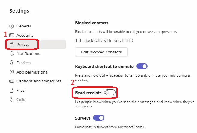 Disable or Enable Read Receipts in Microsoft Teams