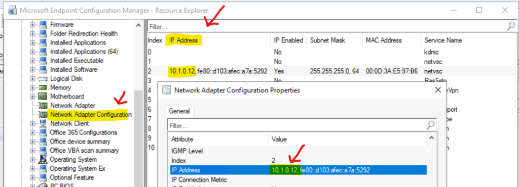 Check IP Address and Default Gateway Details from Resource Explorer