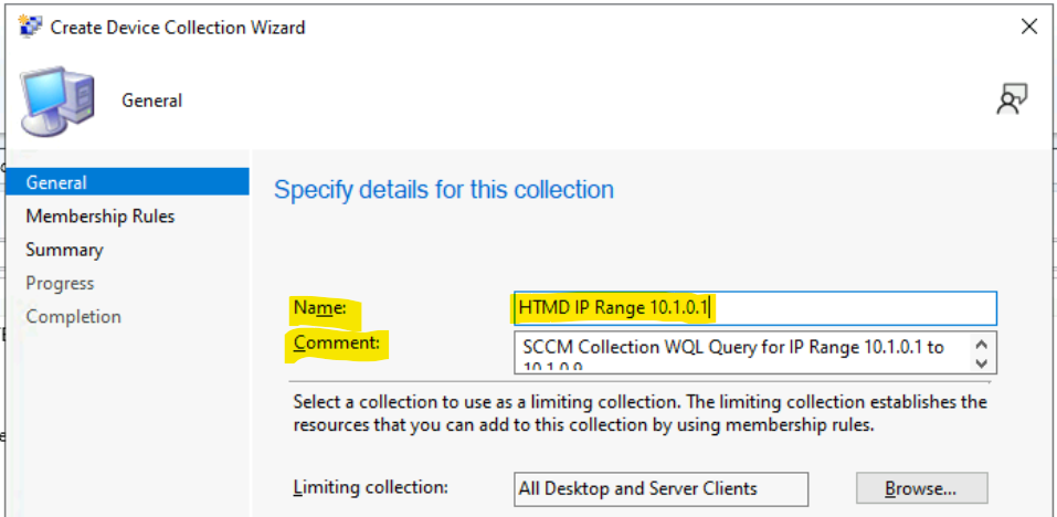 Create SCCM Collection Based on IP Address and Default Gateway