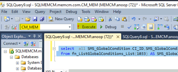 Export List of SCCM Global Conditions using SQL Query and Admin Console 1