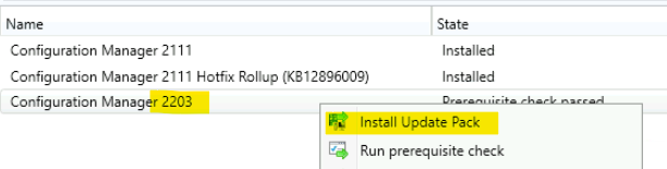 Upgrade to SCCM 2203 Version - Install Update Package Configuration Manager 2203