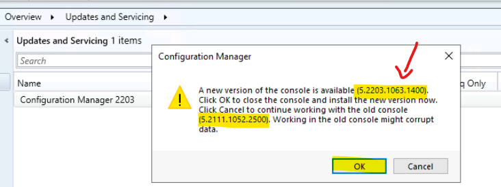 SCCM 2203 Admin Console Upgrade